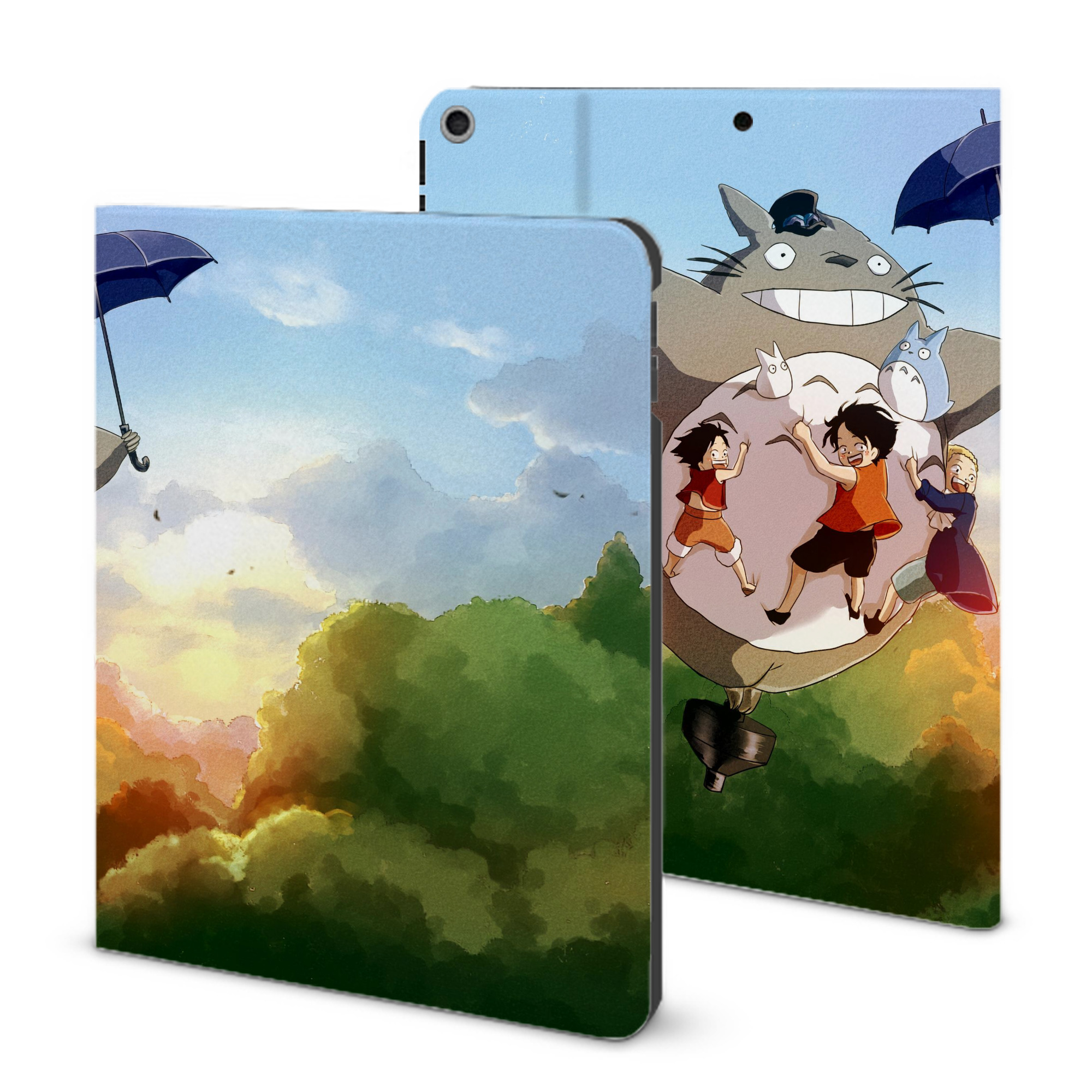 （画像用） となりのトトロ 草壁メイ 草壁サツキ My Neighbor Totoro Satsuki Kusakabe Mei Kusakabe IPad ケース ブック型 PUレザー TPU 耐衝撃 軽量 薄型 ペン収納なし 全面保護 IPad 各モデル対応